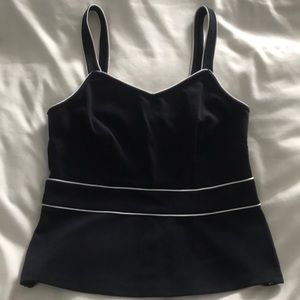 Ann Taylor Navy blue top with white piping